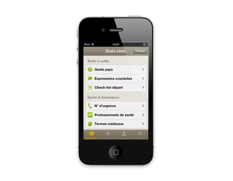 écran de l'application iOS April