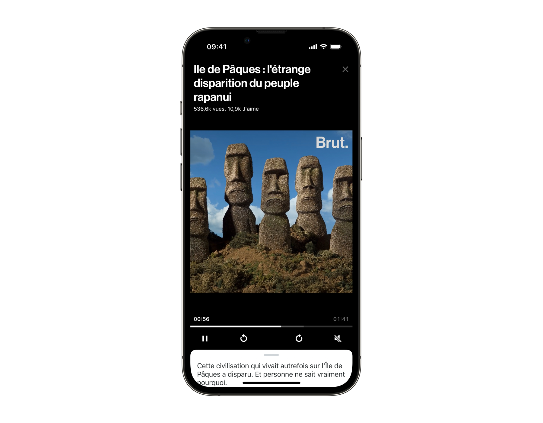 le player video de Brut affiché dans un iPhone